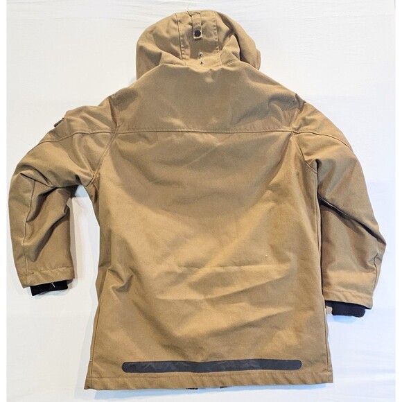 H&M Mens Parka Jacket XL Hooded Winter Coat Brown Faux Fur Lined Heavy Warm - Picture 7 of 13